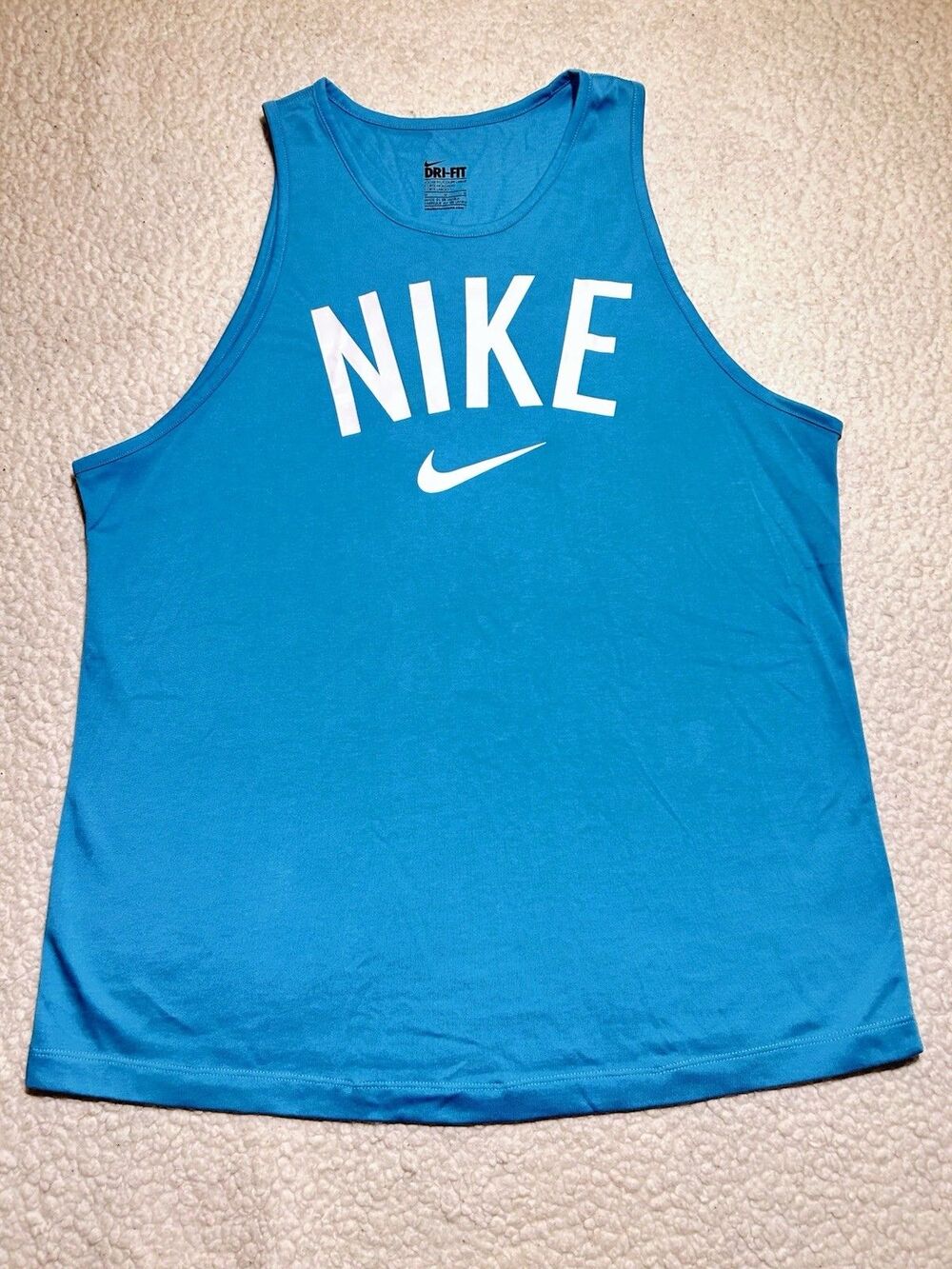 Nike Dri-Fit Graphic Tank Top Womens Medium Blue Loose Fit Sleeveless Shirt NWOT